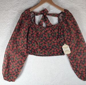 NWT Altar D State .Floral Long Sleeve Crop Top